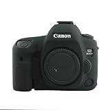 CEARI Flexible Silicone Case Camera Body Protective Cover Skin for Canon EOS 5D4 5D Mark IV Digital Camera + Microfiber Cloth - Black