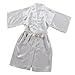 JOYTTON Kids' Satin Rayon Kimono Robe Bathrobe Nightgown (6,White)