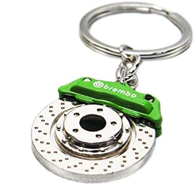 Amazon ブレーキローターキーホルダー グリーン キーケース キーホルダー 車 バイク