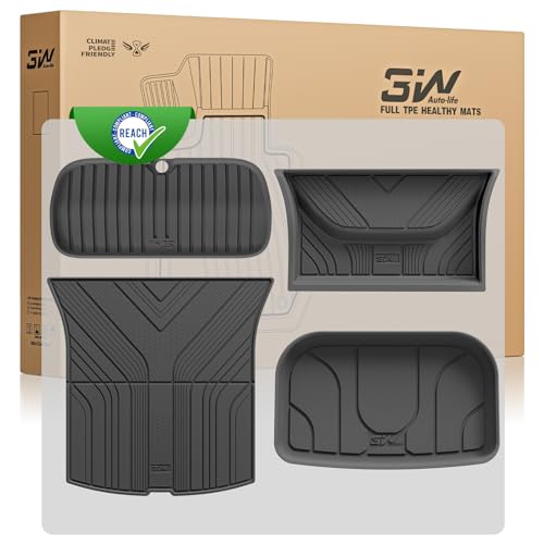 3W Kit of 4 Trunk Mats for Tesla Model Y Juniper 2025 2026 (Premium/Performance), Front Mats, All Seasons Premium Thorex Dog Boot Protector for Tesla, Not for New Standard 2026