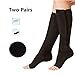 2 Pairs Compression Socks Toe Open Leg Support Stocking Knee High Socks Zipper (Black, L/XL) …