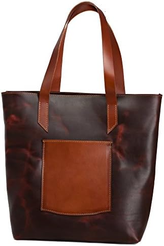Leather Tote Bag for Women / Wickett &amp; Craig Full-Grain Leather, Large Size Tote with Long Handle