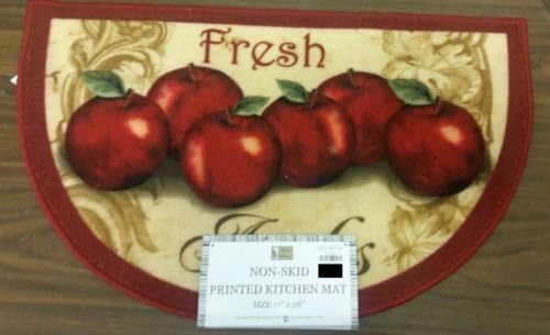 The Pecan Man 6 FRESH APPLES, black NON SKID BACK KITCHEN RUG ,1Pcs 17" x 28"