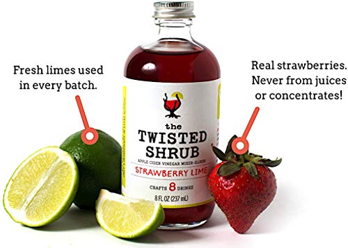 The Twisted Shrub | Strawberry Lime | Apple Cider Vinegar Drink Mixers for Healthier Sodas & Cocktails | 8oz bottle - Thumbnail 6