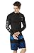TSLA Men's UPF 50+ Long Sleeve Rash Guard, UV/SPF Quick Dry Swim Shirt, Water Surf Swimming Shirts, Vibrant Guard Black, Large