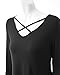 SEENFUN Womens Sexy Crisscross Neck Long Sleeve T-Shirt Tunic (Black) XL