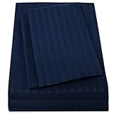1500 Supreme Collection Dobby Striped Sateen 4 Piece Bed Sheet Set Deep Pocket - All Sizes, 23 Colors - King, Dobby Stripe Navy