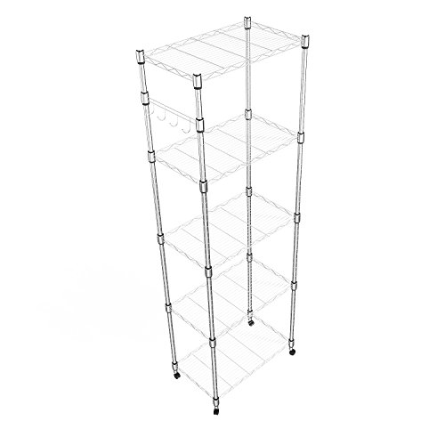 BATHWA 5Tier Wire Shelving Unit, Steel Heavy Duty Shelving Rack on