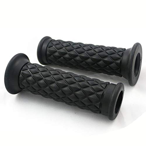 Yibid Motorcycle 7/8" Hand Grips Non Slip Rubber Open Bar End Thruster Grips Comfort Grip for 22mm 7/8 inch Handlebar Custom Racer Sport Street Bikes (Balck Grips)