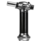 UNEEDE Kitchen Blow Torch Culinary Torches Butane Cooking Torches Refillable Chef Torch Adjustable Flame Lighter with Safety Lock for DIY, Creme Brulee, BBQ and Baking, Butane Gas Not Included, Grey