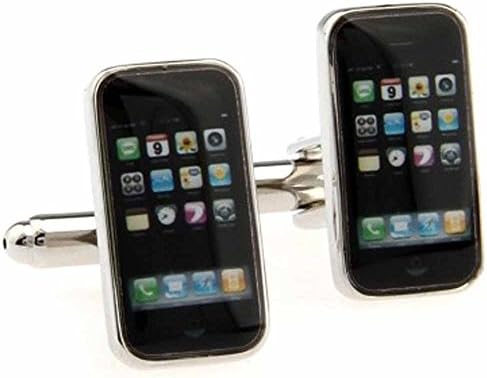 KORPIKUS ' Cell Phone ' Theme Stainless Steel Cufflinks In Free Designer Gift Bag