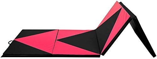 Pink and Black 4"X10"X2" Folding Panel Gymnastics Tumbling Yoga Aerobics Stretching Thick Exercise Fitness Floor Mat for Home and Kids