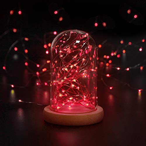 Girls Bedroom Decorations,Cshare 50 LEDs 5m/16.4ft Battery Operated Fairy Lights IP65 Waterproof Micro String Lights for Wall,Wedding,Tent,Outdoor,Indoor Decoration.(Red)