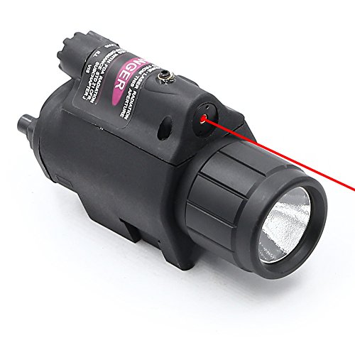 Higoo Tactical Red Laser Dot Sight + 200 Lumen Flashlight Combo with 20mm Weaver Picatinny Rail Mount for Rifle Pistol Handgun