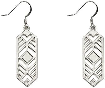 Foxy Originals Cute "Aspen" Shiny Silver Plated Chevron Cut Out Dangle Earrings