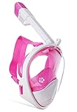 Full Face Snorkeling Mask 2017 Anti-fog Anti-leak Full Dry Free Breathing Snorkel Mask For Adults and Youth Kids 180 degrees View Panoramic Original Second Gerneration Pink S/M by Ladylala