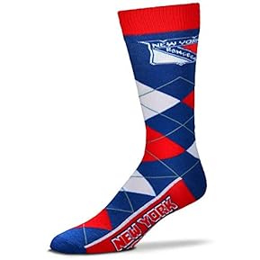 For Bare Feet NHL New York Rangers Argyle Line Up Dress Sock Team Color OSFM - Image 3