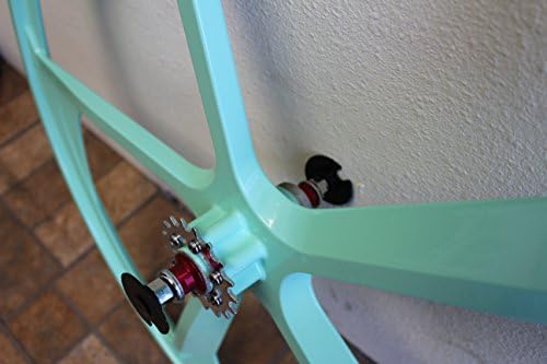 R4 Premium 700c 5-Spoke Mag Rim Single Speed Fixie Bicycle Wheel W/ Sealed Flip Flop Hub, Mint Green Rear