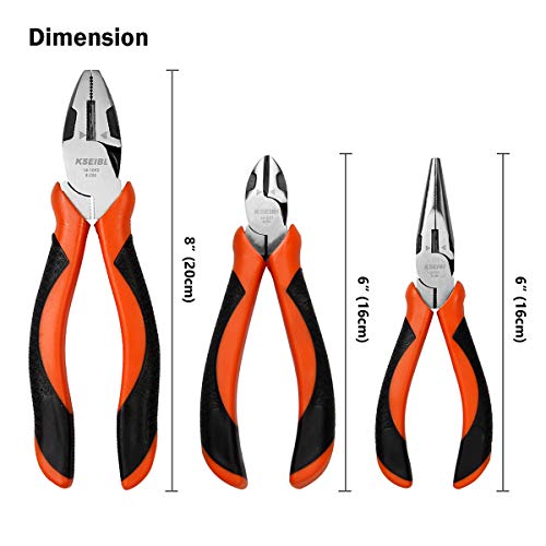 KSEIBI 141259 3-teiliges Zangen-Set für hohe Hebelwirkung, Lineman, 6-Zoll-Spitzzange und 6-Zoll-Diagonalschneider – Bild 8
