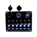 Switch Panel 6 Guang, TEQStone Boat Car Marine Switch Panel LED Rocker Blank Switch Panel with Circuit Breakers&Digital Voltmeter+12V Cigarette Socket & USB Power Charger Adapter (Blue)