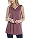 Flowy Tank Tops for Women,Messic Women's Vintage Buttons V Neck Sleeveless Flared Tunic Tank Tops Shirts(Wine,XX-Large)