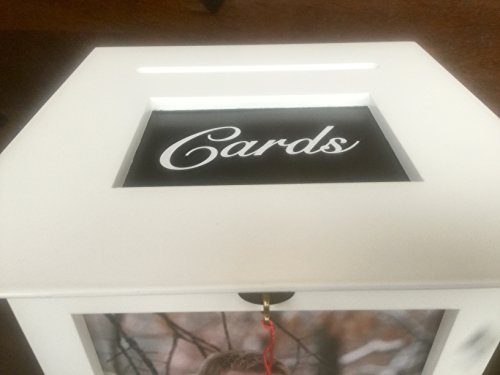 White Wedding Card Box with CARDS Engraved Plate Included - Thumbnail 2
