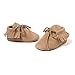 R&V Unisex Infant Baby Boys' Girls' Moccasins Soft Sole Tassels Prewalker Anti-Slip Toddler Shoes (L:12~18 months, Nude)