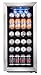 Phiestina 24 Inch Beverage Cooler Refrigerator - 175 Can Built-in or Free Standing Beverage Fridge with Glass Door for Soda Beer or Wine - Drink Fridge For Home Bar or Office (106 cans, Clear)