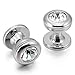 INBLUE Men's Rhodium Plated Cufflinks CZ Silver Stud Set Tuxedo