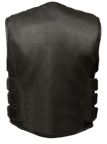 Milwaukee Leather Men's Leather SWAT Style Zipper Front Vest (Black, 2X)