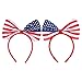 Set of 6 American Flag Bow Headband - Soft and Stretchy Plastic Head Bands with Bows