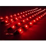 AGPtek® 4x 30cm LED Car Flexible Waterproof Light Strip Red