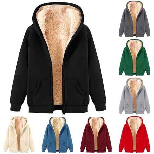 Fleece Jacket Women Teddy Fleece Jacket Women Winter Soft Sherpa Lined Zip up Hoodies Ladies Casual Oversized Teddy Bear Thick Warm Hooded Coats Ladies Winter Coats