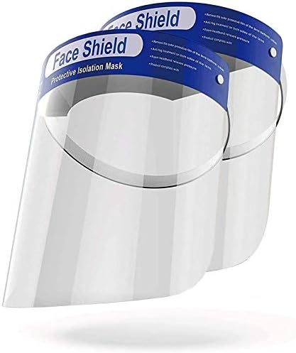 2 Pack Face Shield Protect Eyes and Face with Clear Open Protective Film Elastic Band and Comfort Sponge, Windproof Dustproof Anti-Spitting Isolation Hat Shield