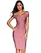 Meilun Rayon Sexy Off shoulder Stretchy Party Bandage Bodycon Midi Dress, Small, Dark Pink