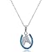 Sterling Silver Created Blue Opal Horseshoe & Horse Pendant with 18