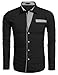Coofandy Men's Long Sleeve Stripe Patchwork Casual Shirts