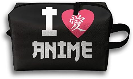 I Love Anime In Japanese Travel Bag Cosmetic Bags Brush Pouch Portable Makeup Bag Zipper Wallet Hangbag Pen Organizer Carry Case Wristlet Holder
