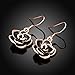 MXYZB Rose Gold Plated Black Rose Flower Hook Earrings Jewelry for Women Girls Hypoallergenic