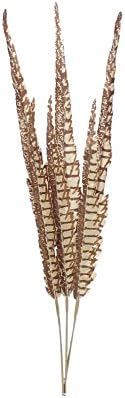 21.75" Brown & Gold Faux Feather Pick, 3 pack
