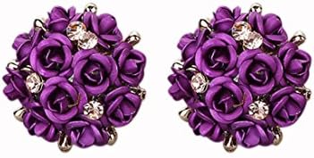 Flower Ear Studs Jewelry Bohemia Flower Rhinestone Earrings For Women Hemlock (Purple)