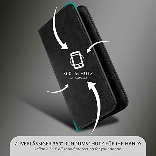moex Funda para Xiaomi 12T / 12T Pro Funda Plegable con Ranura para Tarjetas, Funda de Piel Vegana, Funda con Tapa para Insertar, Protección 360 Grados Funda Flip Case para Teléfono Móvil - Negro