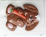 Large cute bunny munching on a carrot E027 Easter Chocolate Candy Mold