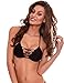 RELLECIGA Womens Push-up Swimwear Black Criss Cross Strappy Triangle Bikini Top Size Large