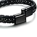 Jstyle Stainless Steel Braided Leather Bracelet for Men Bangle Wrap Magnetic-Clasp B-8