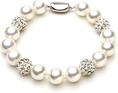 Amazon C Girls真珠屋 冠婚葬祭 ダイヤモンド 花珠貝パールブレスレット ホワイト 七五三結婚式ウエディング卒業式 全品ギフトラッピング ブレスレット 通販