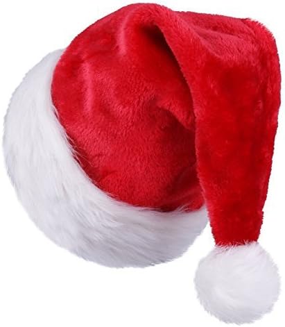 Extra Thicken Red and White Plush Santa Hat-Christmas Classic Hat for Child (Red & White)