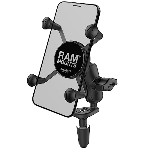 RAM MOUNTS X-Grip Phone Holder with Motorcycle Fork Stem Base RAM-B-176-A-UN7U with Short Arm for Stems 12mm to 38mm in Diameter