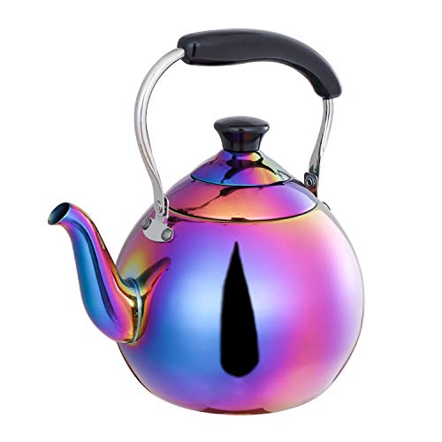 ROYDOM Whistling Tea Kettle Stainless Steel Teapot, 2-Liter Rainbow Teakettle for Stovetop Induction Stove Top, Fast Boiling Heat Water Tea Pot Maker Colorful 2.1-Quart