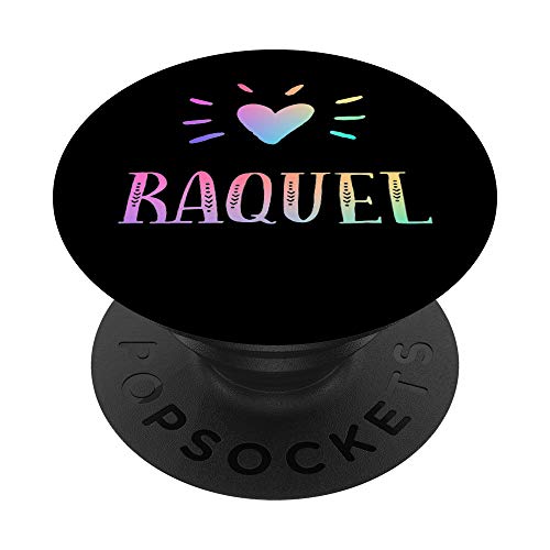 Raquel Gift Heart Rainbow Watercolor Love Name Raquel PopSockets Grip and Stand…